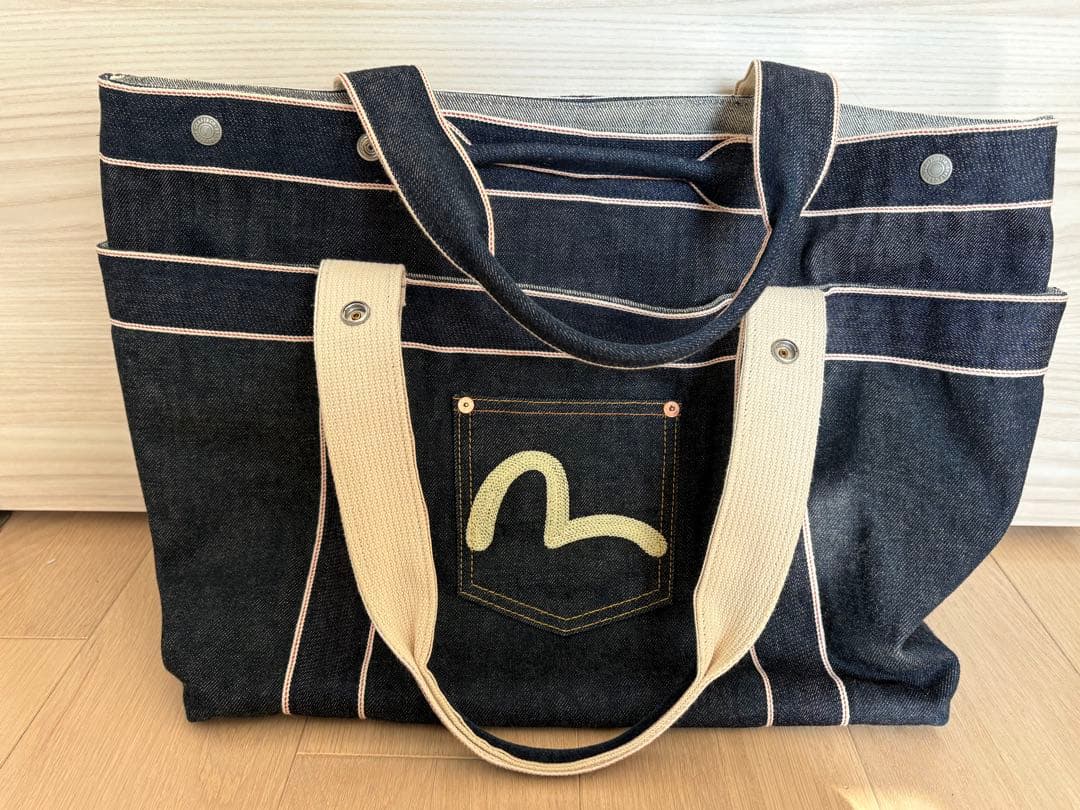 EVISU エヴィス　カモメ刺繍ポケット大サイズデニムトートバッグ