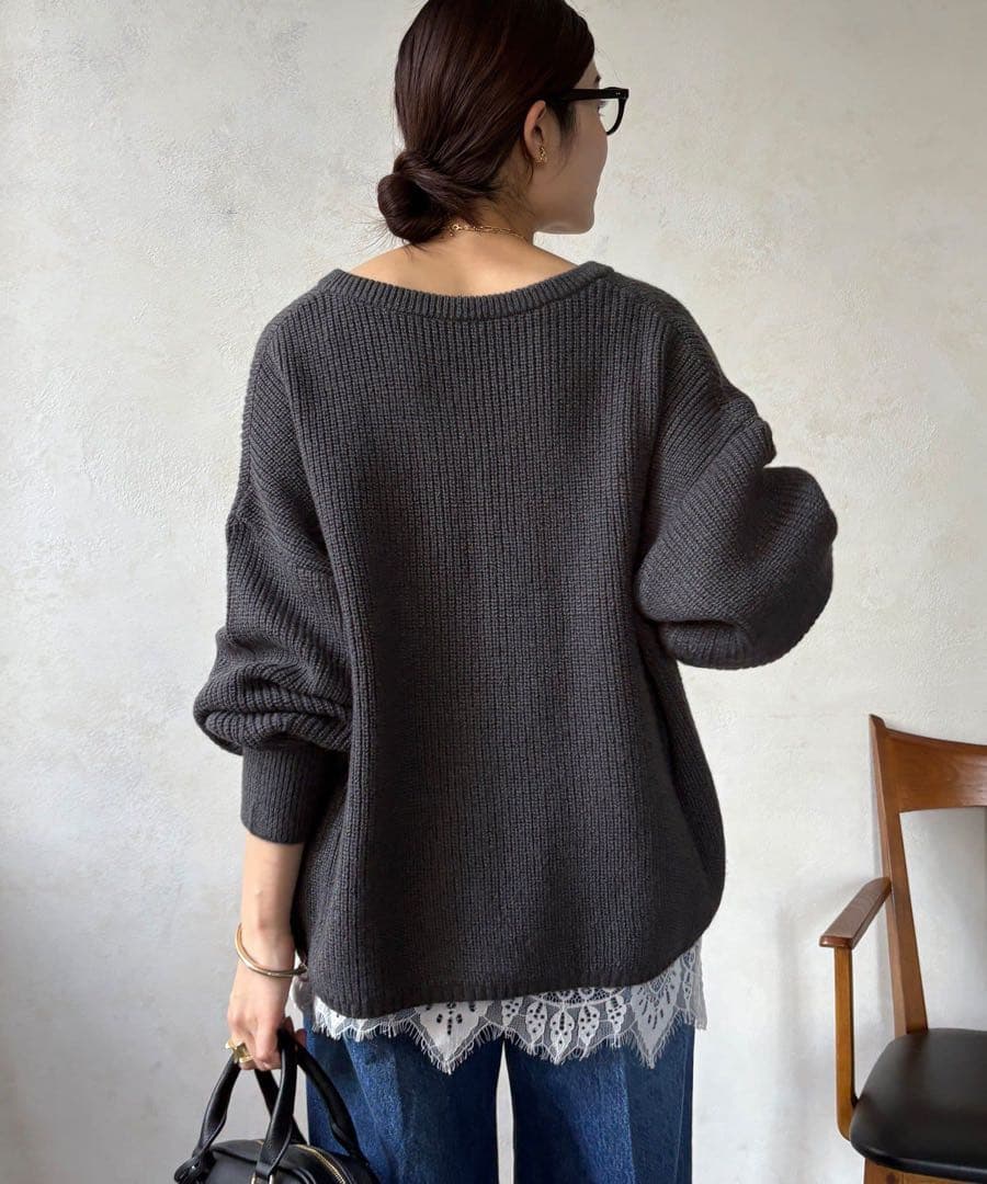 DouDou ドゥドゥ ニット ウール混スキッパープルオーバー - メルカリ