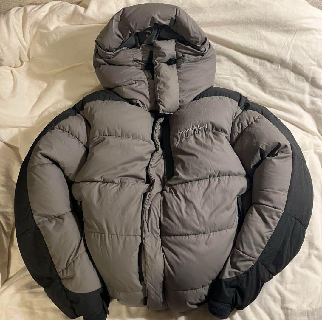 90s mont-bell フード付きダウンジャケット グレー・ブラック - メルカリ