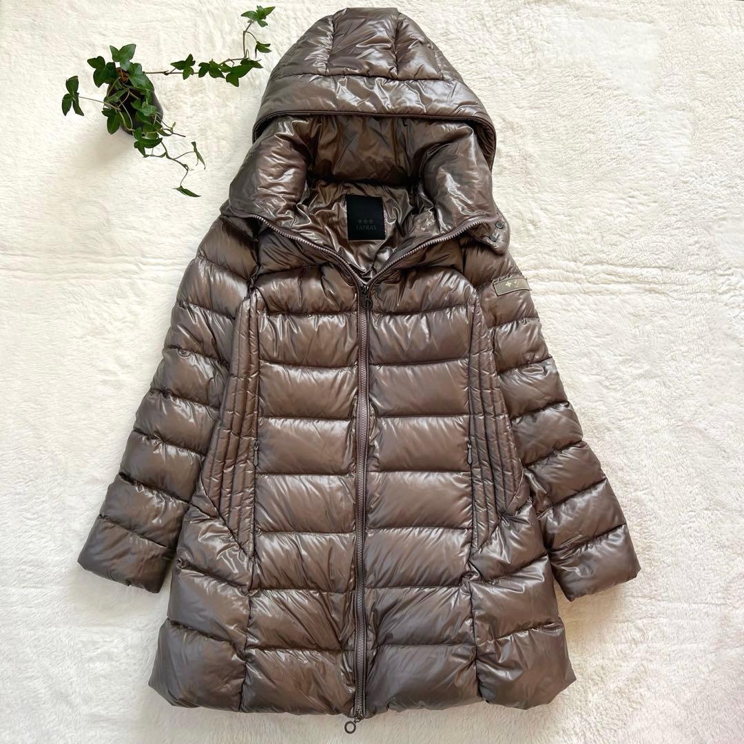 美品 タトラス BABILA モカブラウン 02 バビラ ダウンコート Aライン タトラス TATRAS セミロングダウンコート BABILA 88151-1-20013