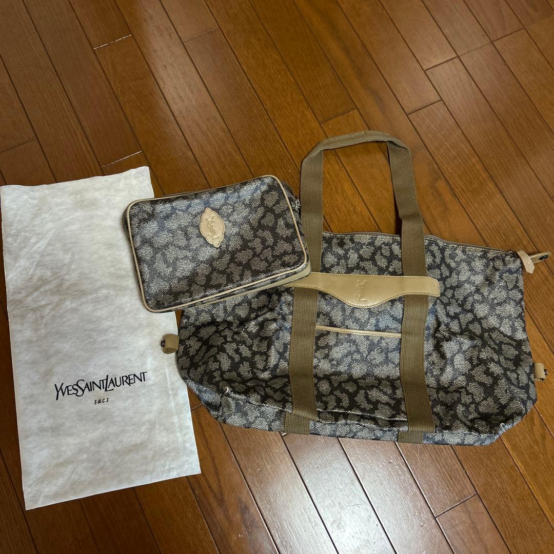 美品　２点　イヴサンローラン ボストンバッグ クラッチバッグ ジラフPVC