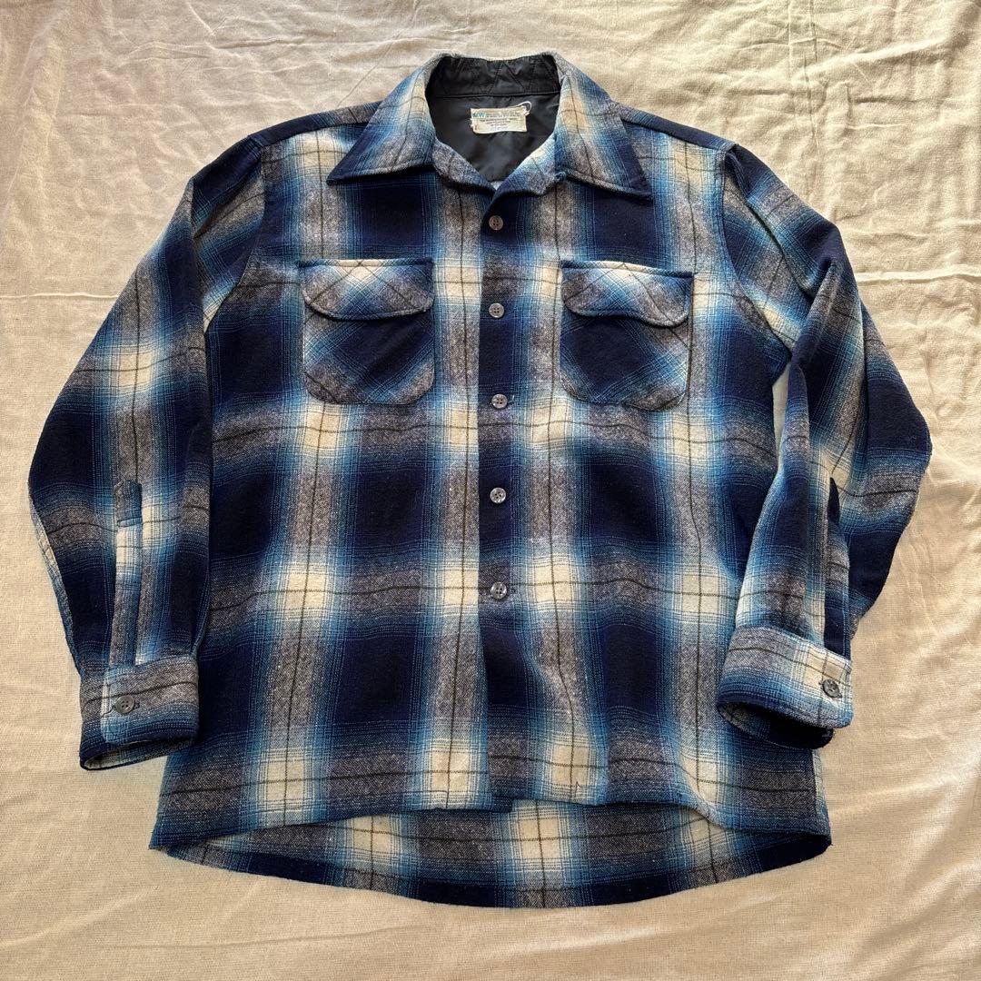 jcpenney 70s オンブレ チェック ウール シャツ