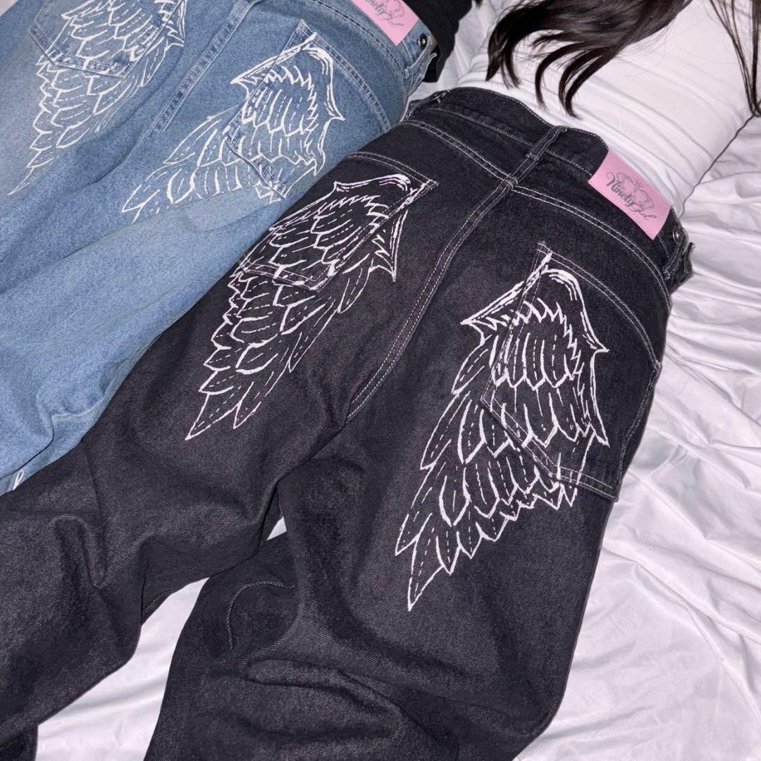 パンツ Feather logo Studs Buggy Denim Pants