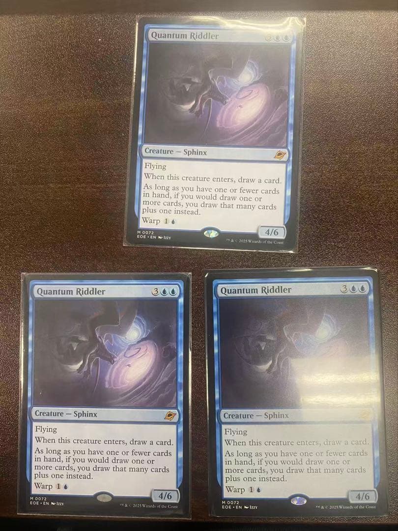 mtg　量子の謎かけ屋　3枚セット 072)□プロモスタンプ付□《量子の謎かけ屋/Quantum Riddler》[EOE] 青