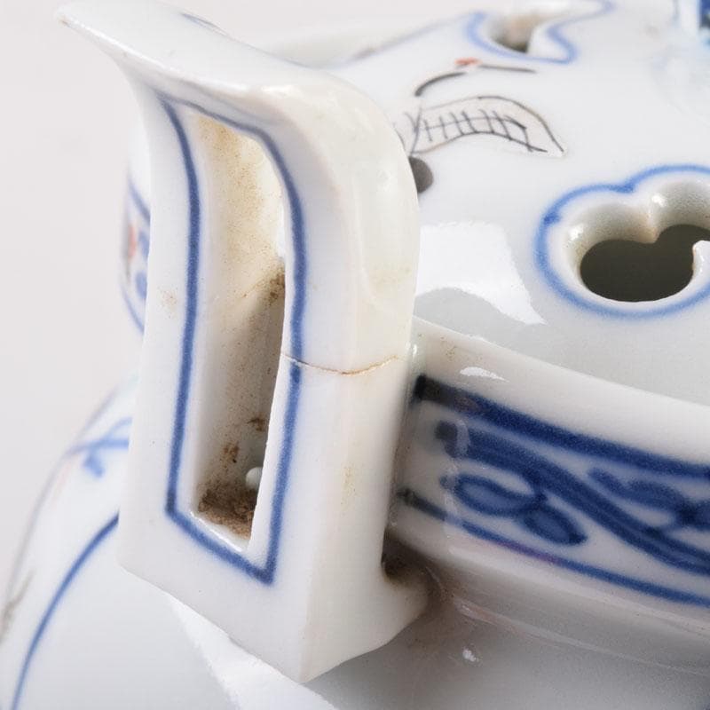 陶芸家 森野嘉光作 染錦 七福神図 双耳香炉 共箱 V 8506 - メルカリ