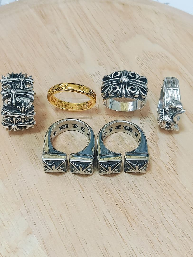 925 刻印ゴシッククロス フローラルリング まとめ6点セット