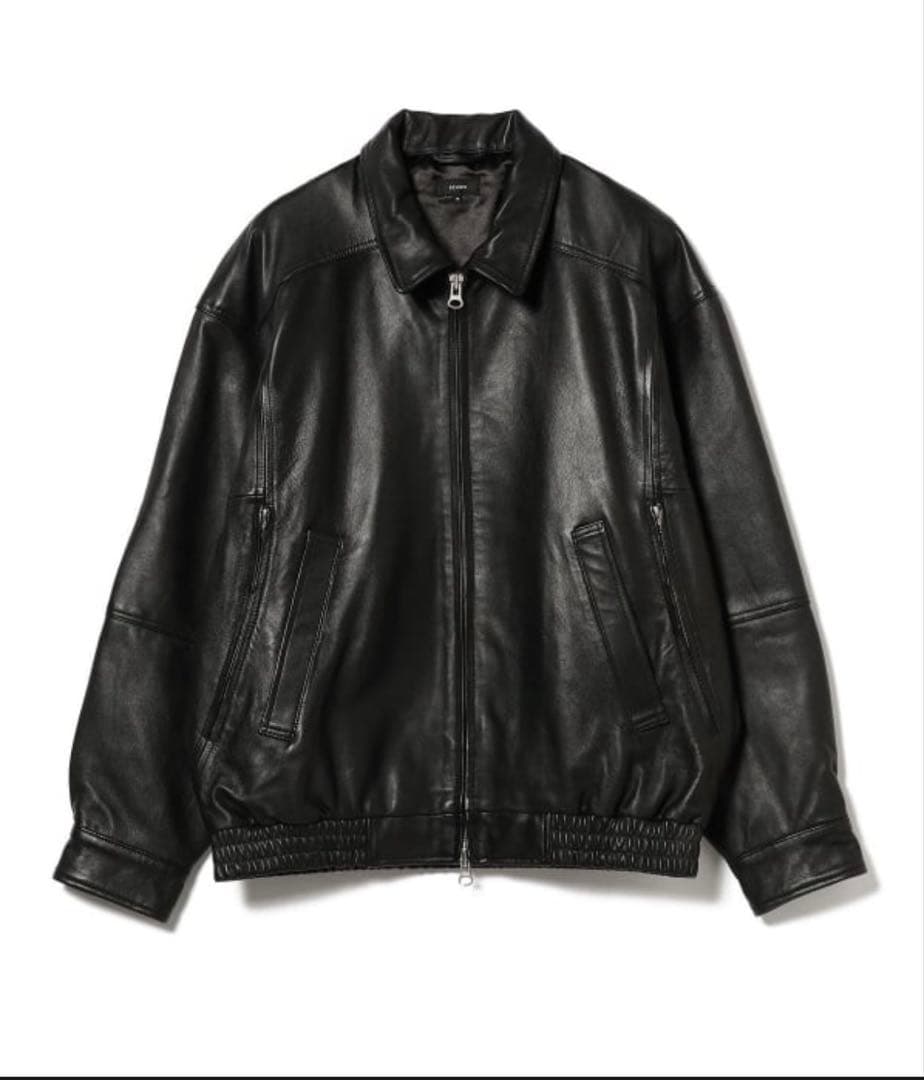 タグ付　BEAMS 本革　ワイドフィットレザージップブルゾンシープスキンビームス