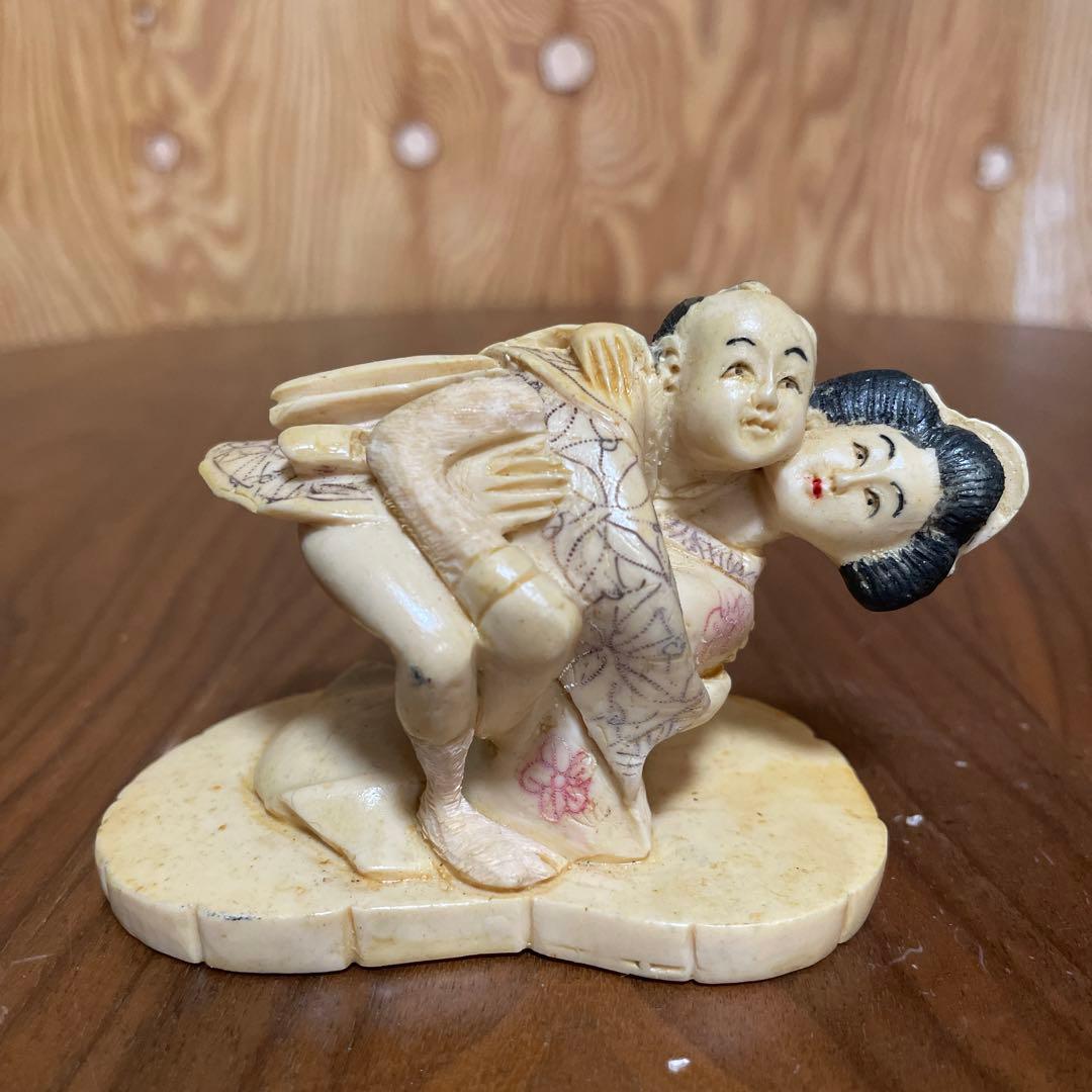 春画 置物 人形 まぐわい 東洋彫刻 着物 オブジェ 骨董品 古美術 子宝