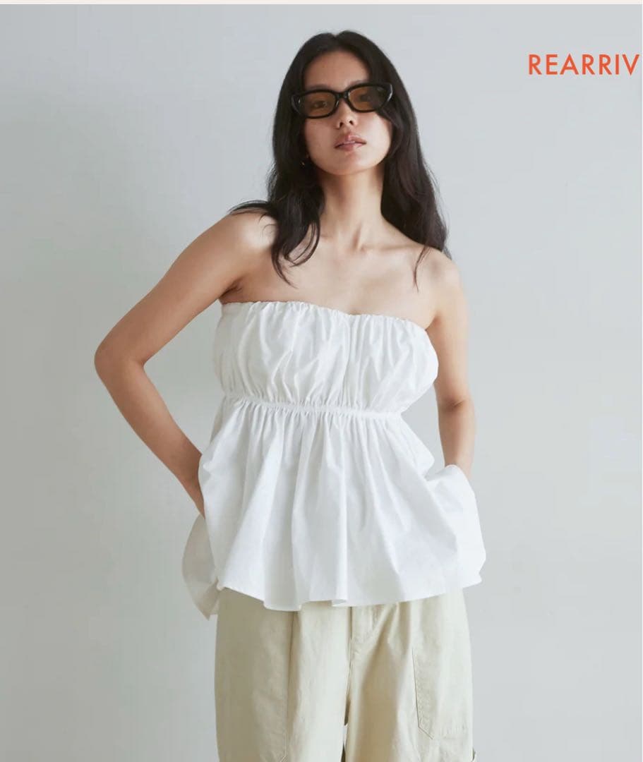 Sea room Lynn ウエストShapeパッドinベアトップス　ホワイト