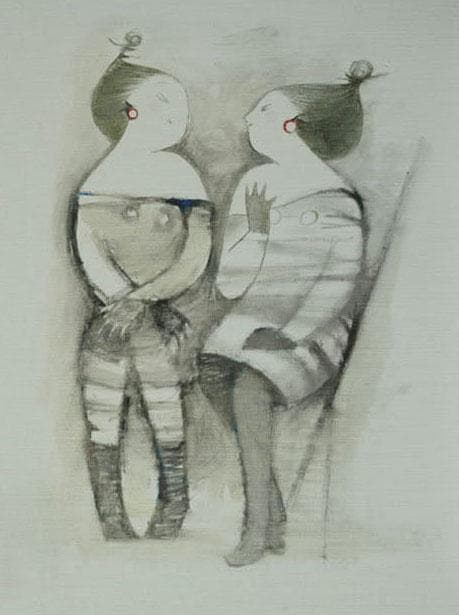 油絵 菅家令子 絵 絵画 インテリア F6-081712 人物 女性 語らい 油絵 菅家令子 絵 絵画 インテリア 額付(黒) F6-080712 人物 女性 油絵