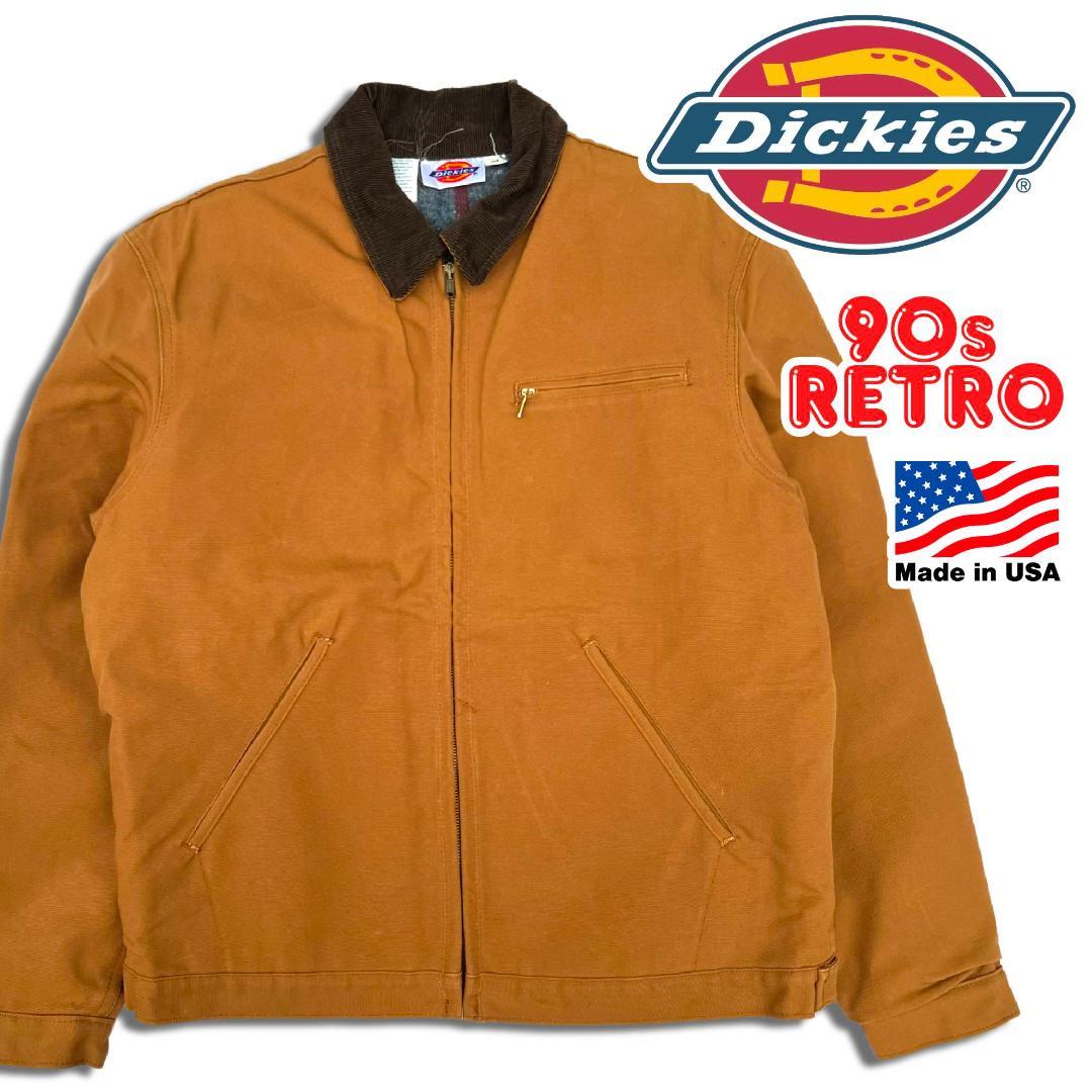 90s USA製 ディッキーズ ダック ワークジャケット L ブラウン 短丈