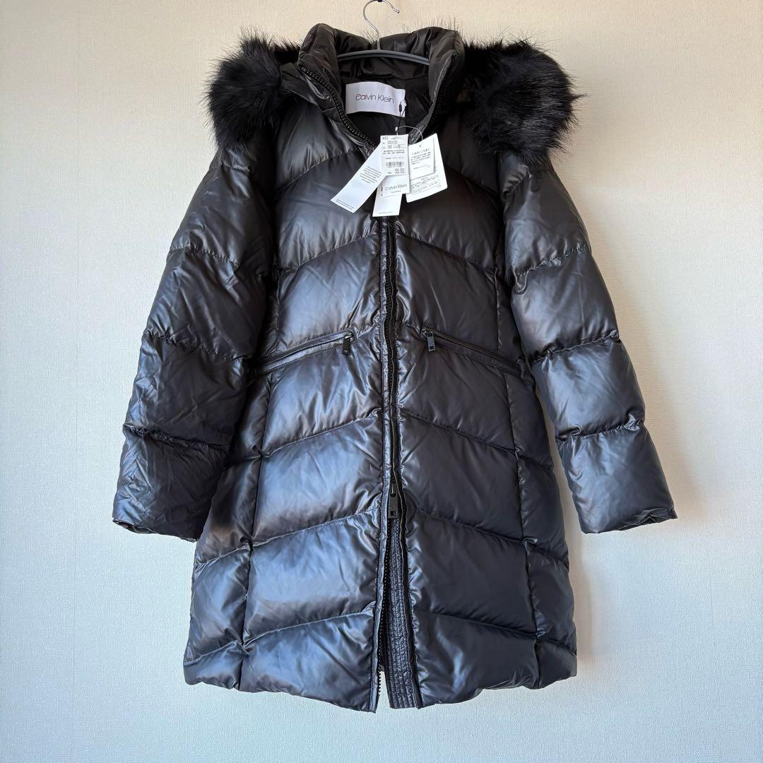 未使用タグ付き　訳あり　カルバンクライン　ロングダウンコート　Sサイズ　ブラック