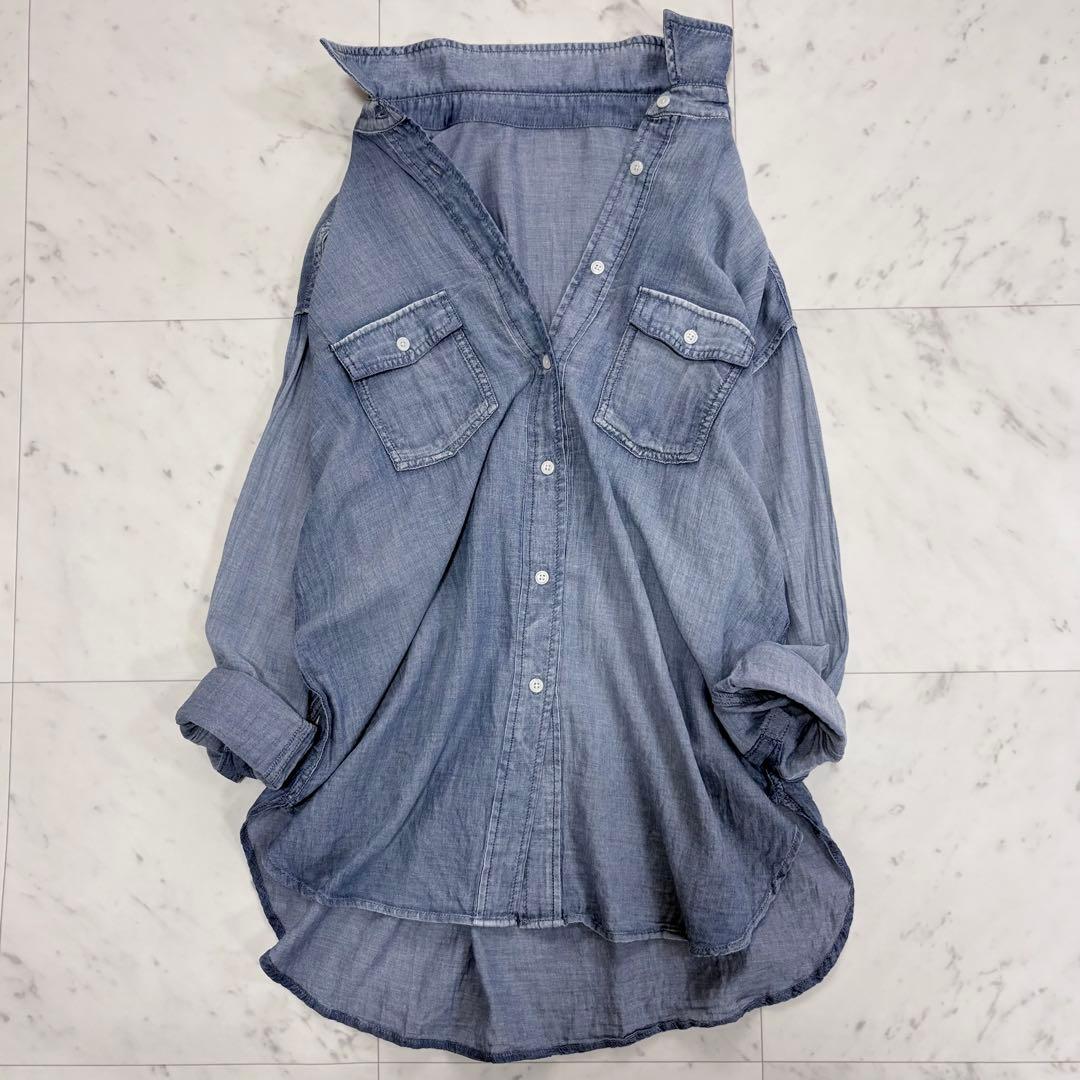 極美品✨ビアズリー シフォンデニムシャツ 人気 長袖シャツ ゆったり