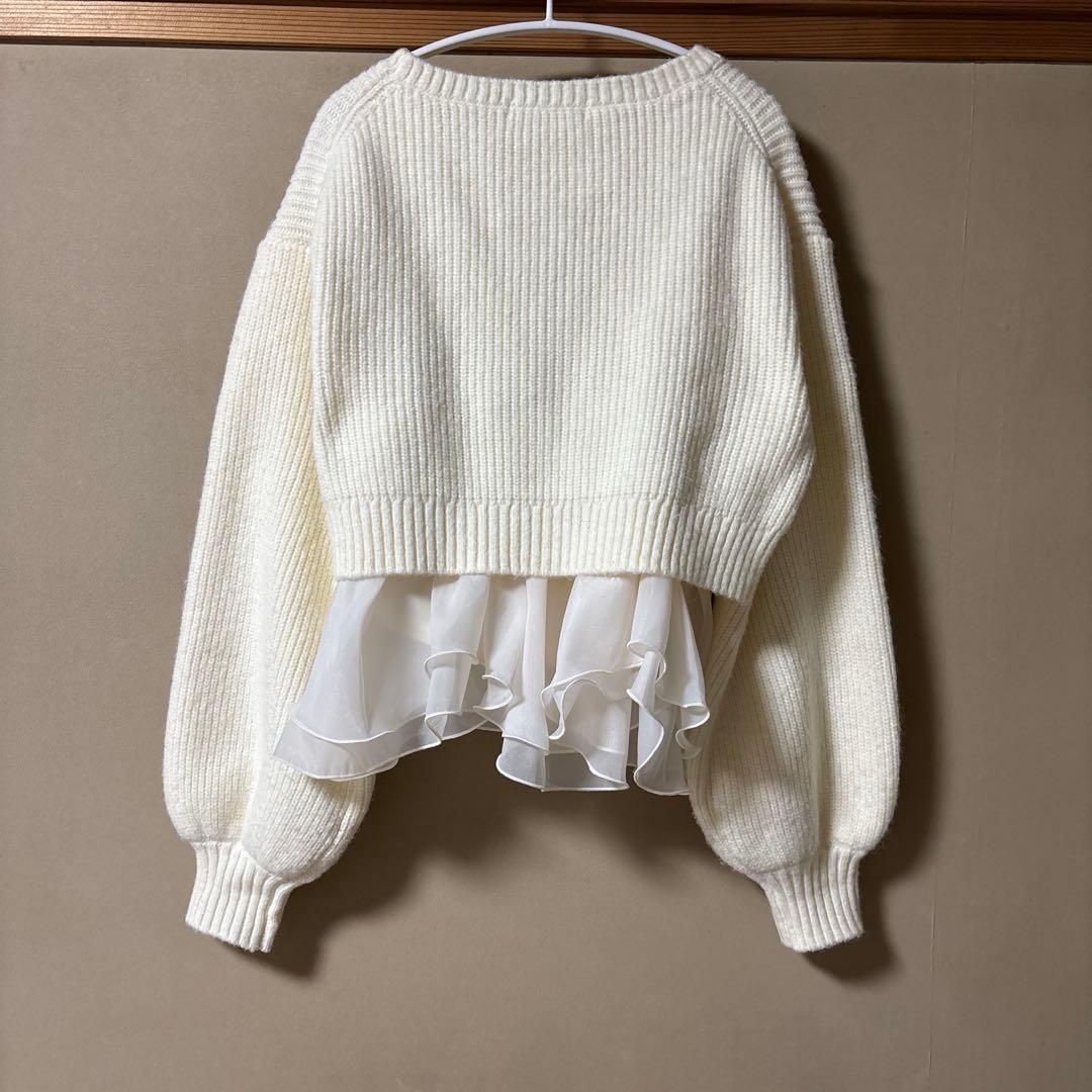 COCO DEAL ペプラムブラウス×パフスリーブニットセット アイボリー