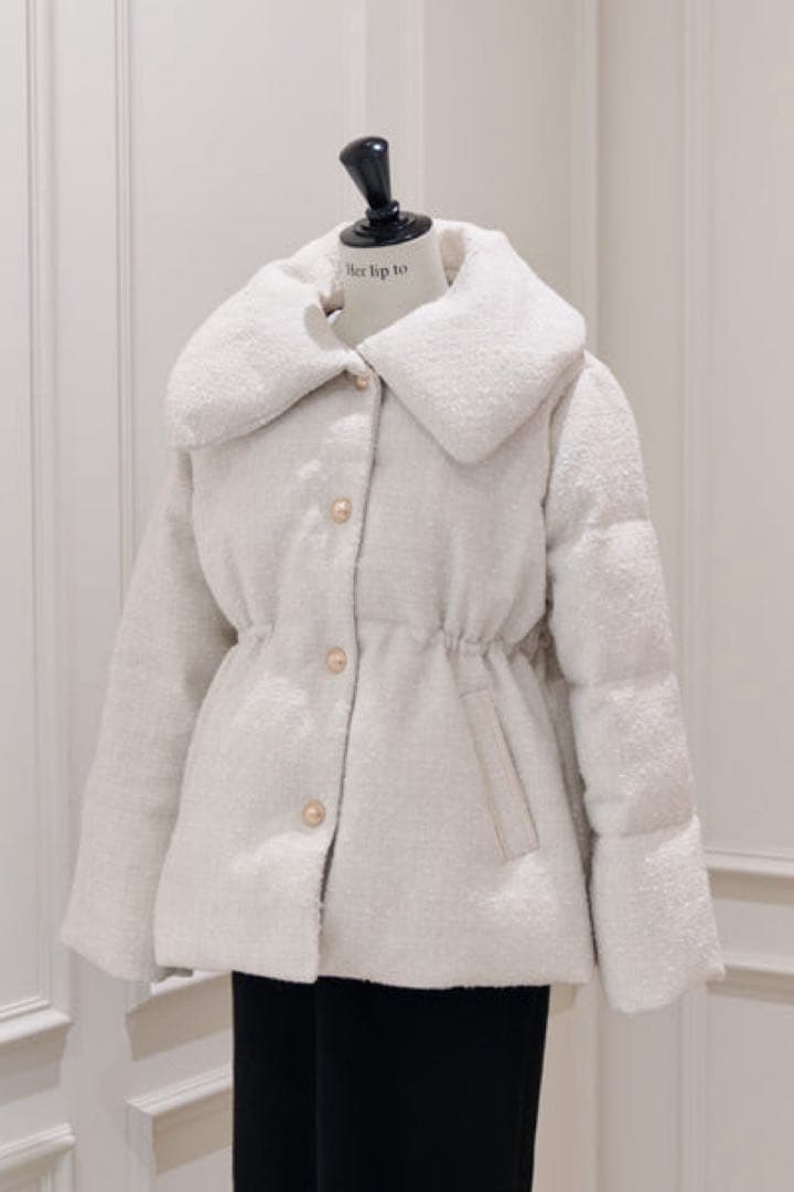 Her lip to Gold-Button Tweed Down Jacket - メルカリ