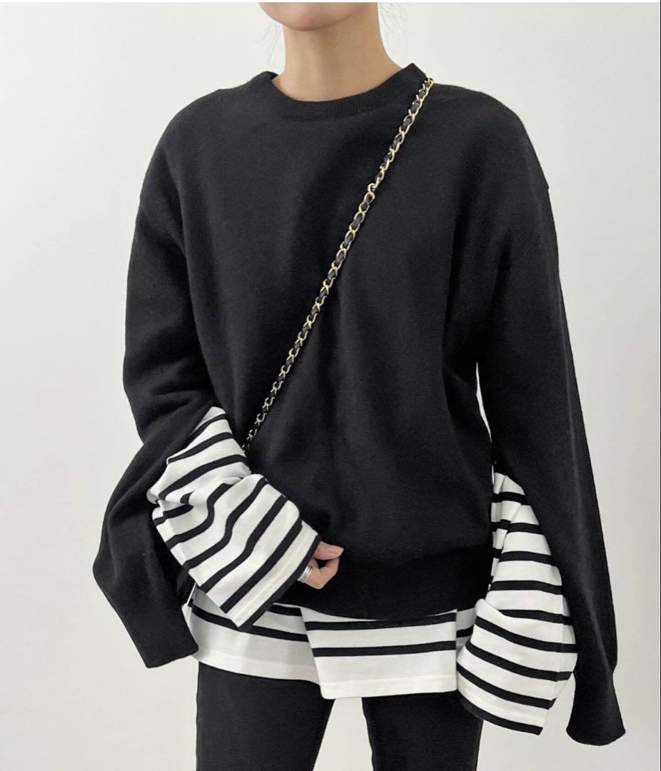 【アパルトモン】Cashmere C/N Poncho Knit ブラック