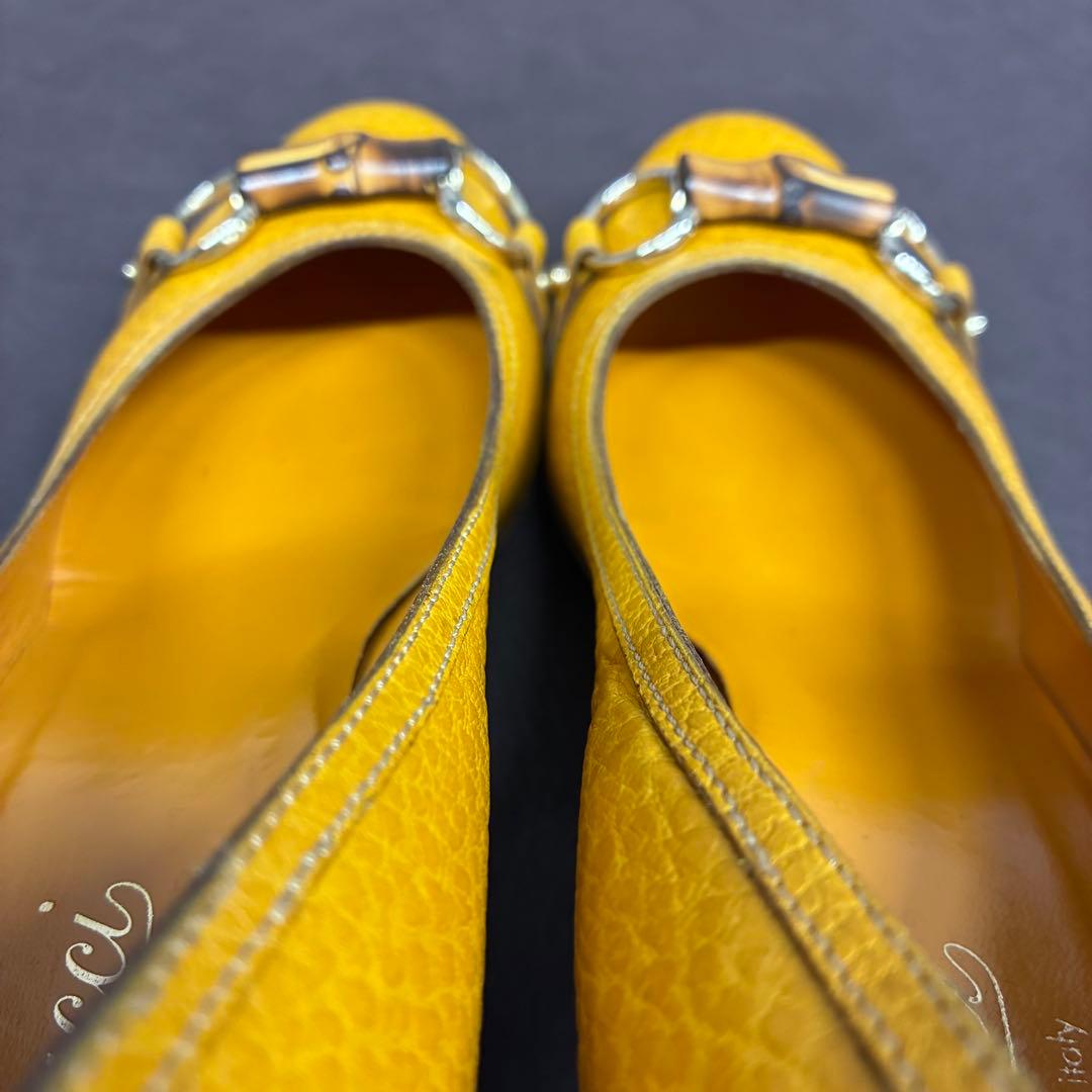 GUCCI／グッチ イエロー レザー パンプス バンブー - メルカリ