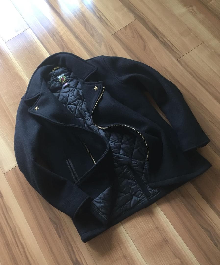 美品 USA製Schottウールライダース/Pコート・32・ワンスター・ブラック