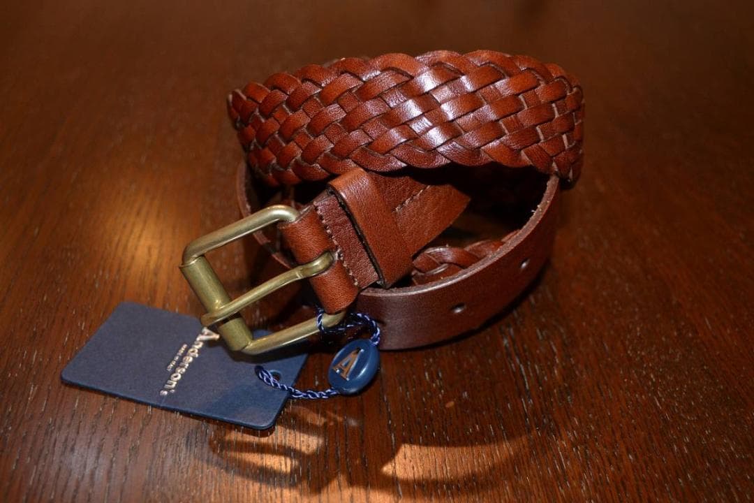 【新品アンダーソン一枚革編み込みレザーベルト】