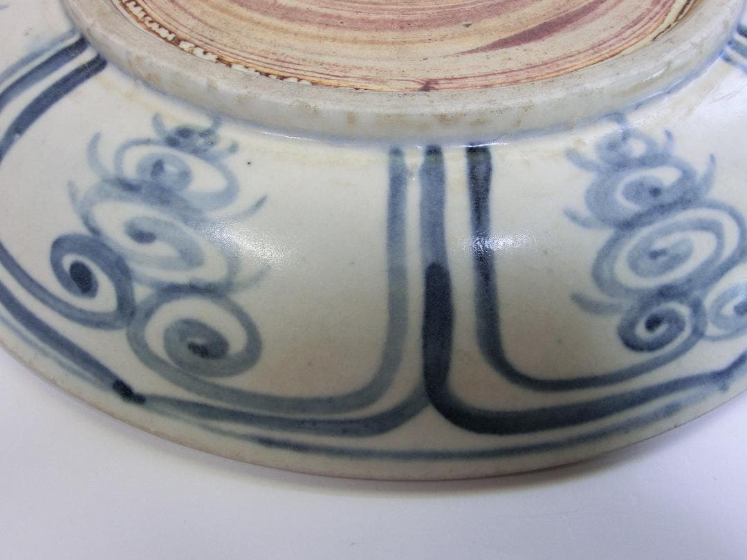 皿□安南呉須魚紋 染付 青華 花唐草 古玩 唐物 中国 古美術 時代物