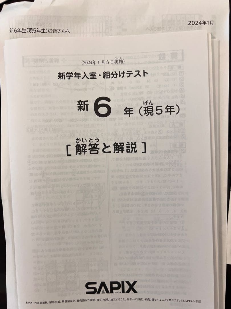 2024年SAPIX 6年生 テスト解答と解説集(全部12回分) - メルカリ