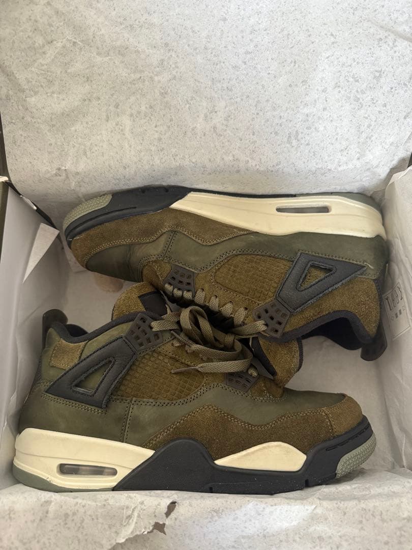 あ*様 Air Jordan 4 オリーブ/ブラック/ホワイト Amazon.com | Jordan Big Kid's 4 Retro SE Craft Olive/Pale Vanilla