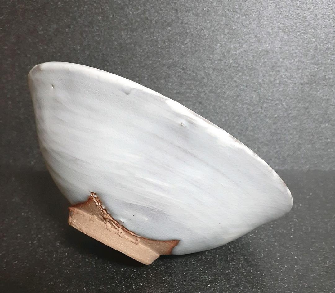 京焼 日展作家 市川広三造 白釉 刷毛目 茶碗 共箱