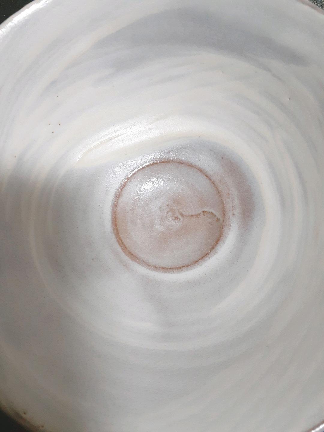 京焼 日展作家 市川広三造 白釉 刷毛目 茶碗 共箱