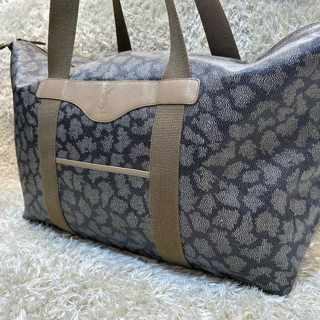 【美品 大容量】イヴサンローラン　ボストンバッグ　ジラフ　PVC ヴィンテージ