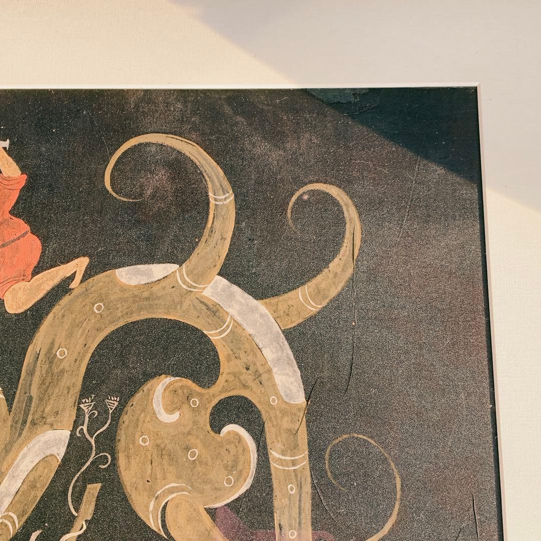 ドラゴン 龍 竜 楚国 漢代 帛画 シルク 絹 中国 骨董品 絵画 額縁 古