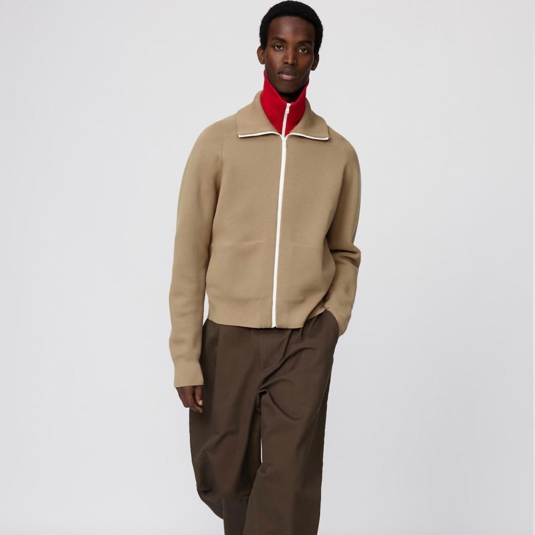 ユニクロC ミラノリブフルジップカーディガン 赤 Lサイズ - メルカリ