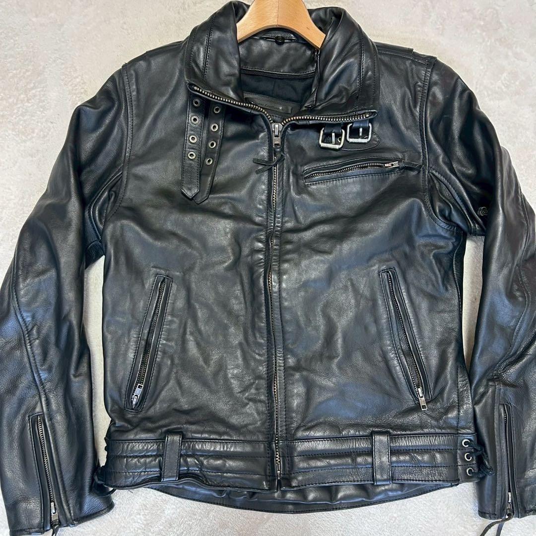 リューグーレザー Lサイズ シングルライダース 本革 牛革 丈短 黒 Liugoo Leathers 【20周年記念20%OFFクーポン】LIUGOO 本革 シングル