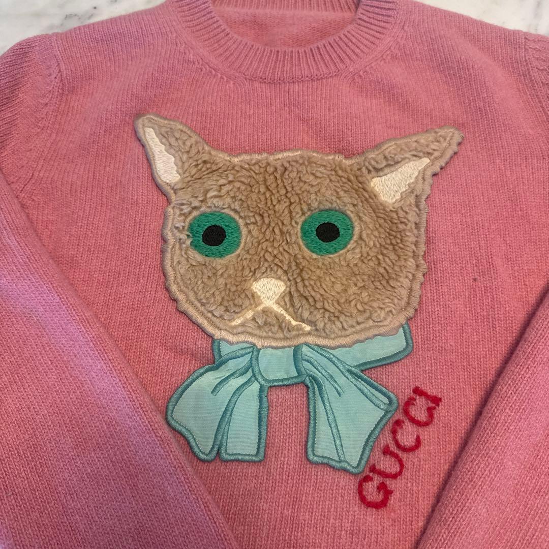 GUCCI 猫刺繍 ピンクニットセーター - メルカリ