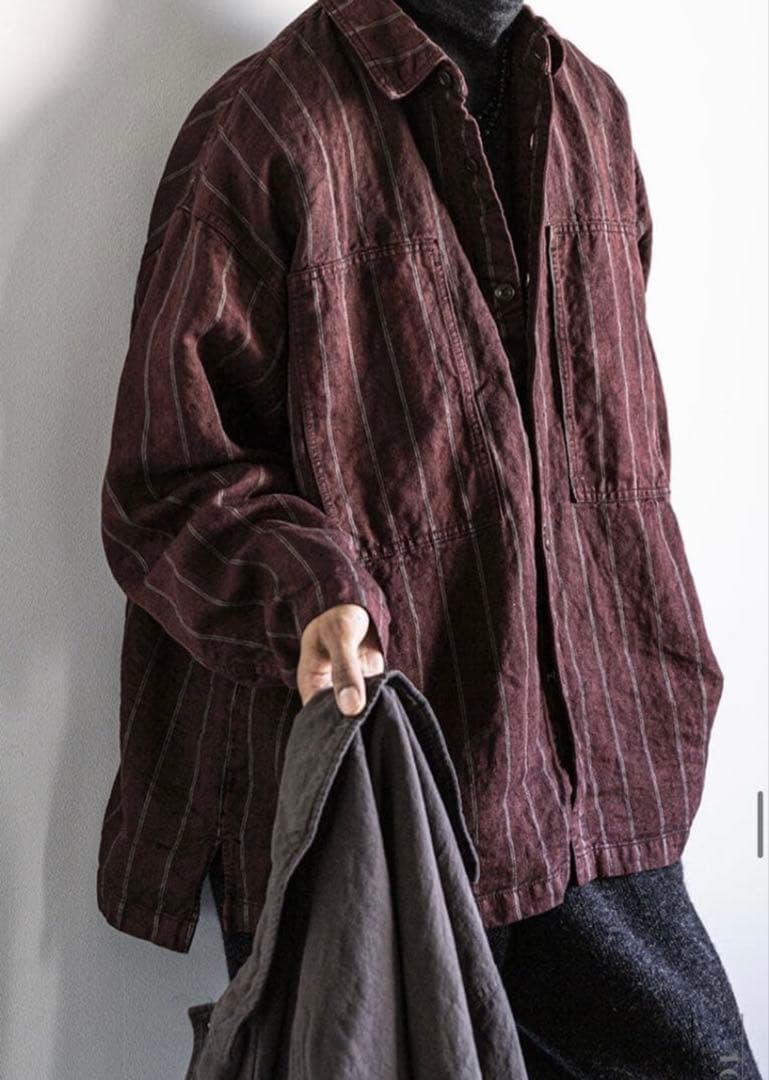 け*ろ様 CONFECT リネンデニム墨染めワークシャツ size4