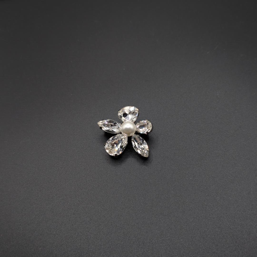 美品✨ルネ ブローチ 　クリスタル　ストーン シルバー