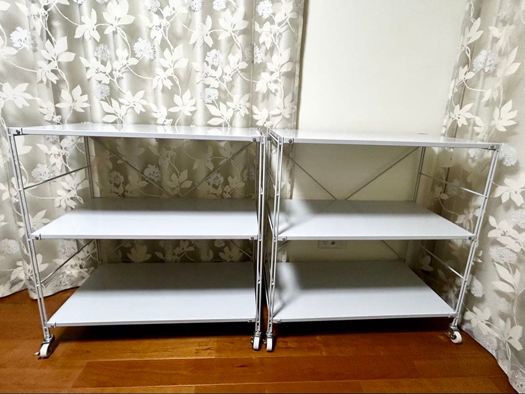 【廃盤カラー】無印良品スチールユニットシェルフワイド・小×2個セット（グレー）