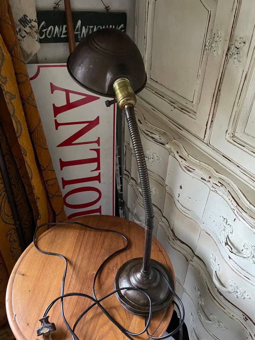 アンティーク　真鍮　グースネック　ランプ　デスク　テーブル　レア　アメリカ