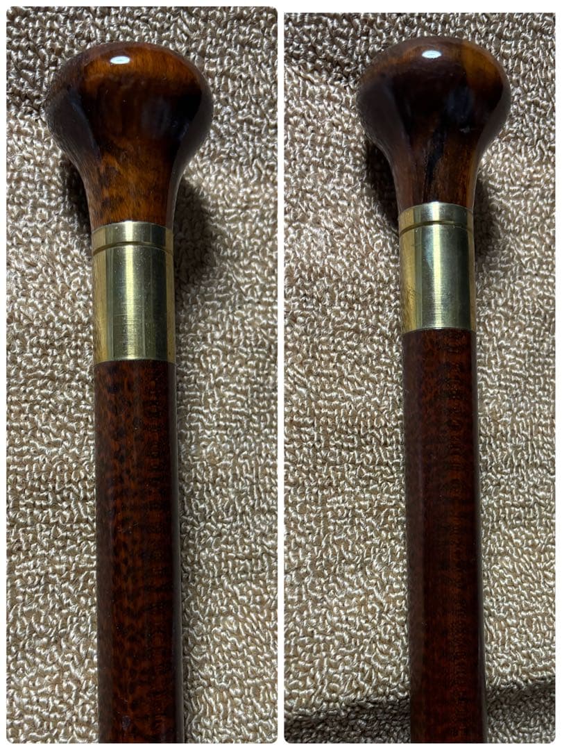 スネークウッド 木製ダークブラウン杖 丸いハンドル