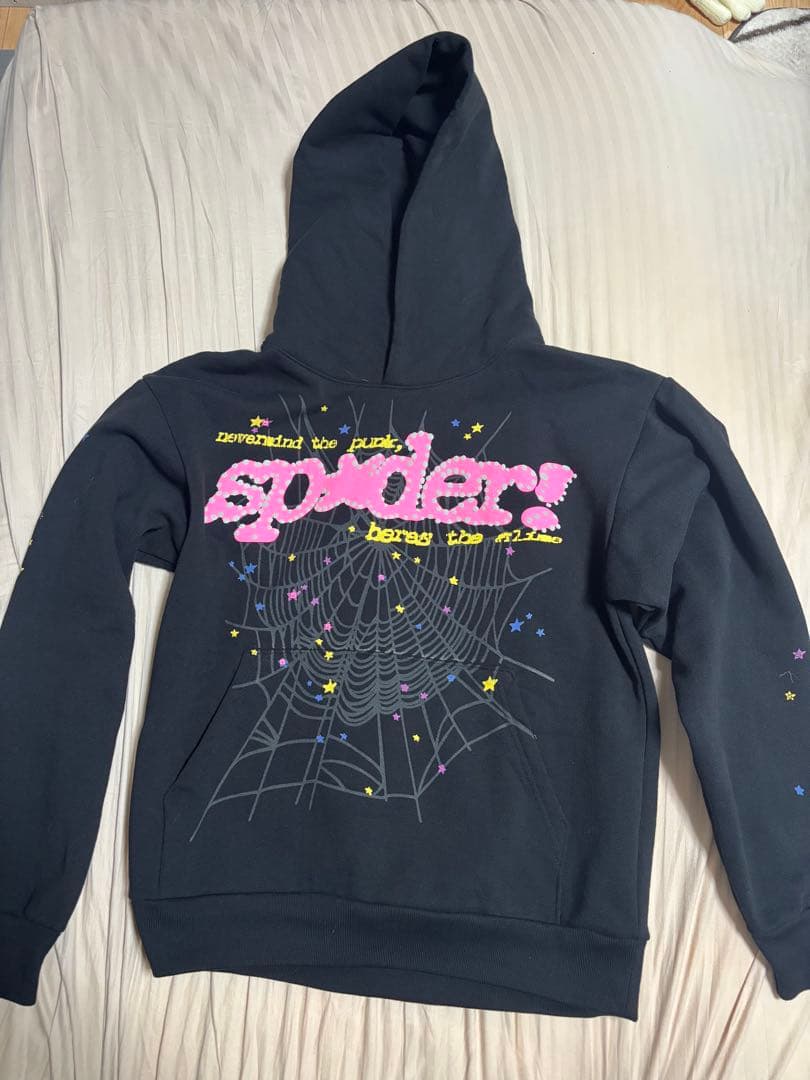 sp5der ブラック パーカー