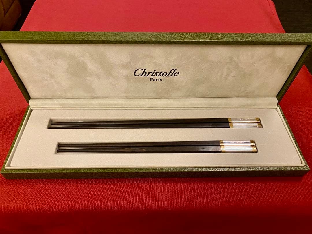 【スタイリッシュ☆素材の高級感！】クリストフル黒檀箸ペアセット