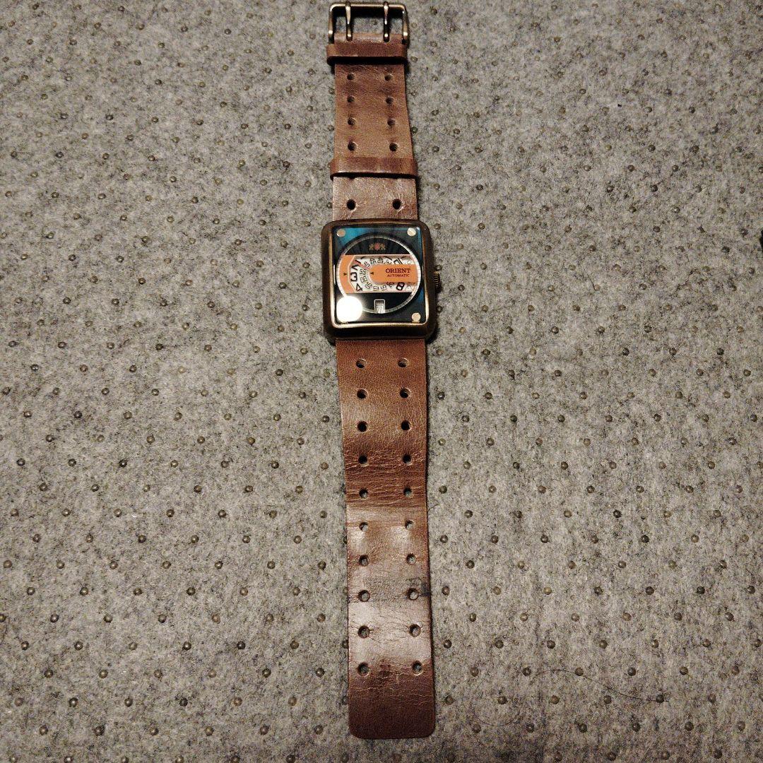 ORIENT 自動巻き 時計 オレンジ/ブラック