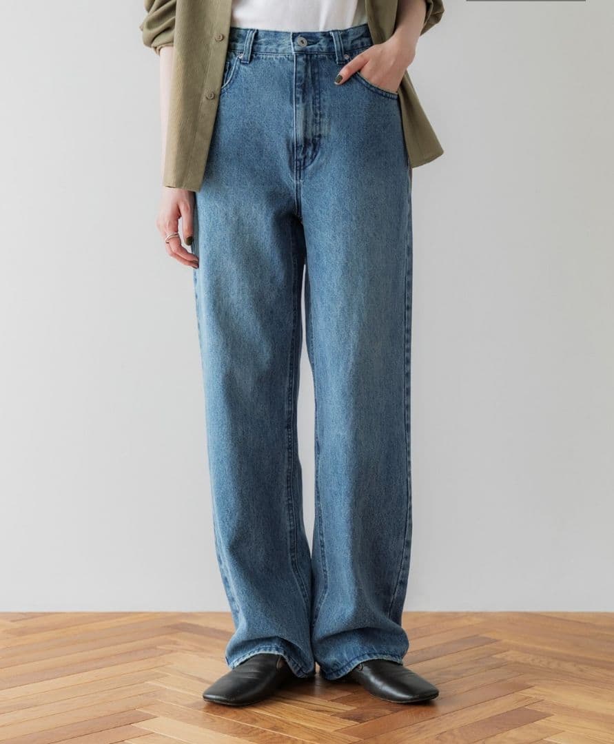 crewre クルーレ アジャスタブルIラインデニム washed blue 2