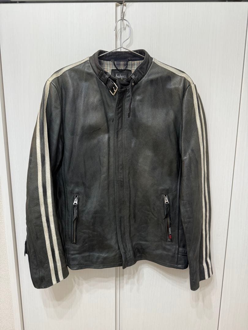 Schott ブラックレザーライダースジャケット Lサイズ