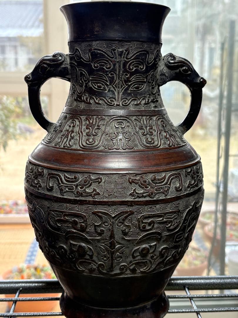 唐金花瓶　アンティーク品 唐金の花瓶 | 道具屋888