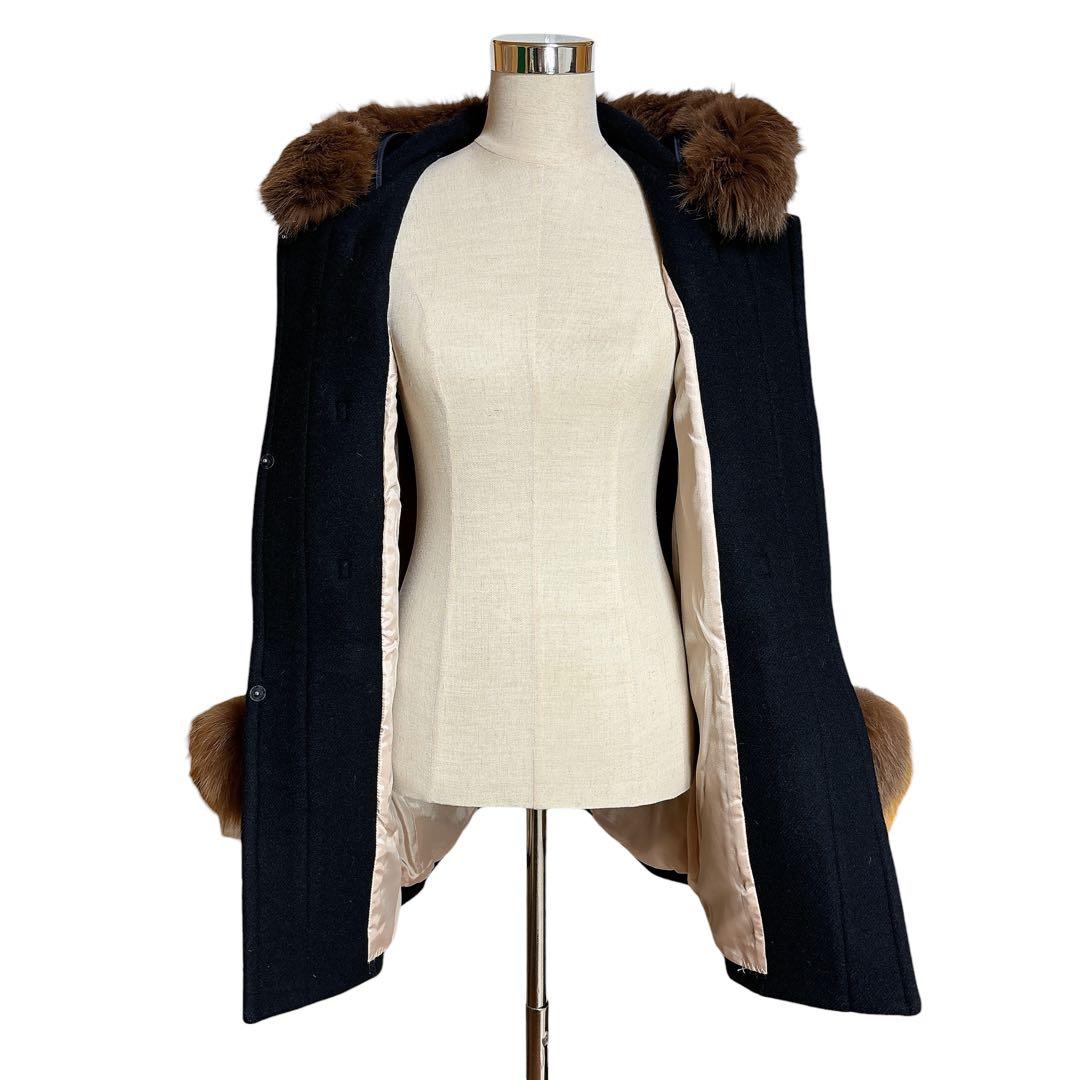 美品 ジャスグリッティー ビット金具 牛革 ダッフルコート フォックス