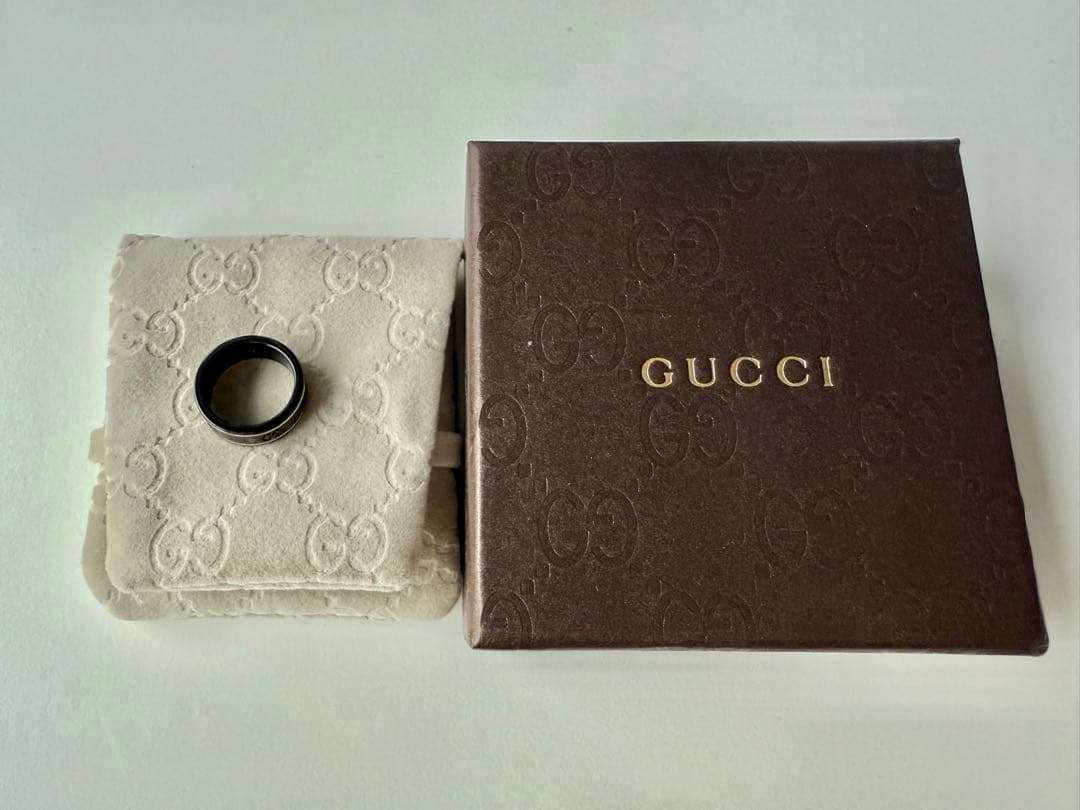 【美品】GUCCI/グッチ GGアイコン セラミック リング・指輪 ブラック