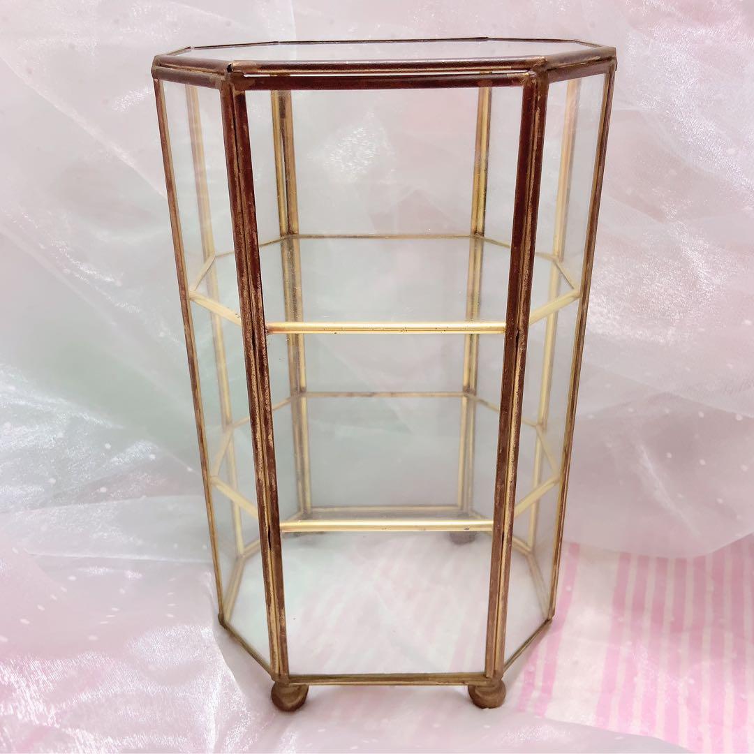 ガラス ショーケース ジュエリーケース ヴィンテージ 真鍮 - メルカリ