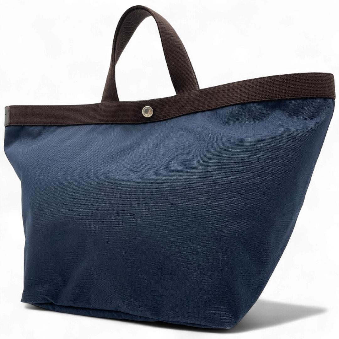 美品 Herve Chapelier ハンドバッグ ナイロン ブルー 725C