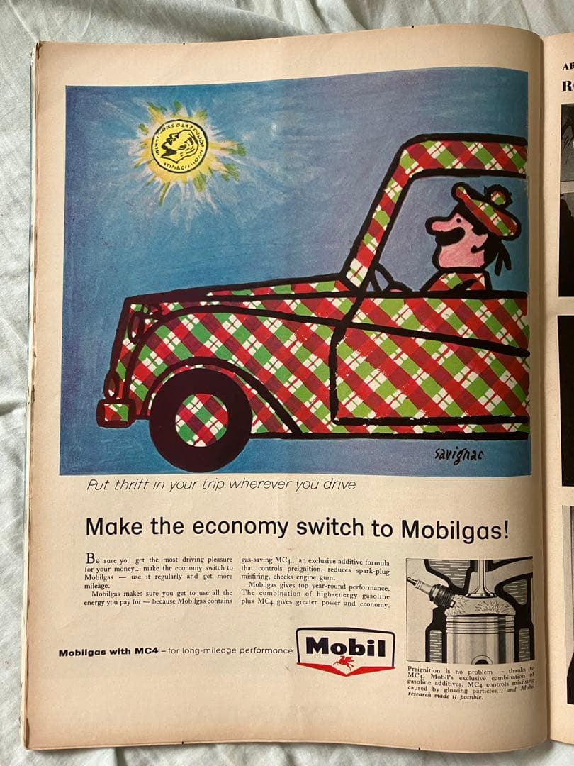 超希少】サヴィニャック Mobil ガソリン オリジナル広告掲載雑誌LIFE