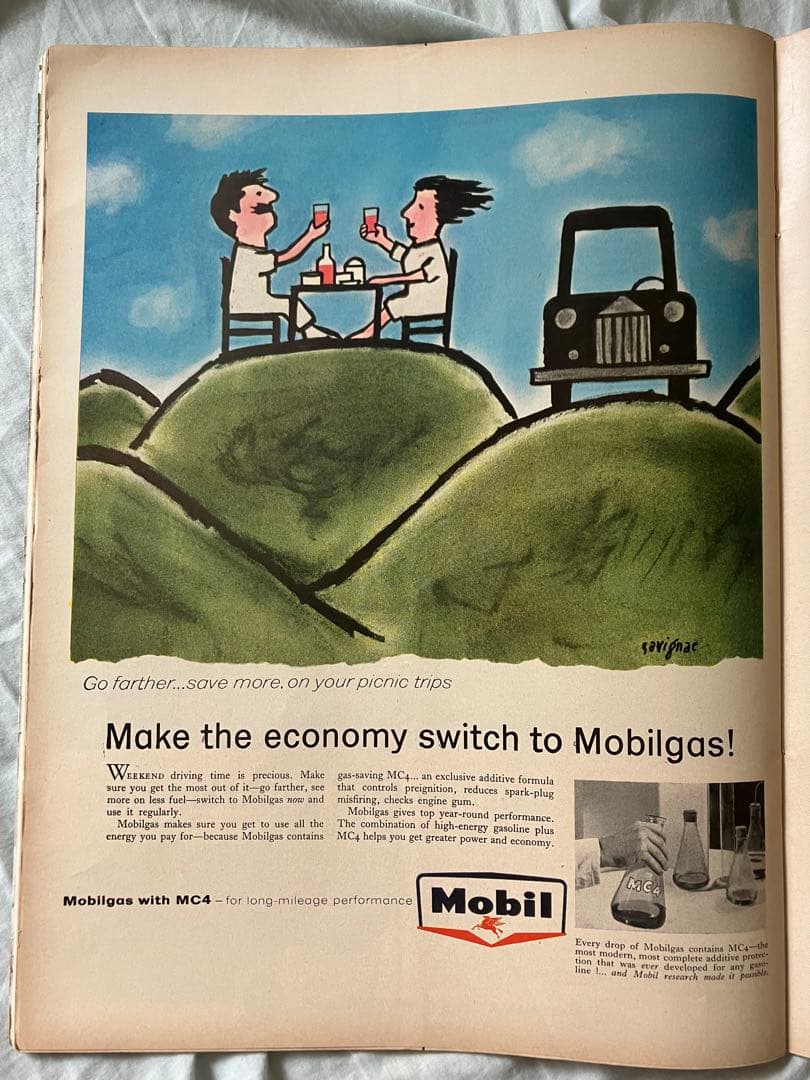 超希少】サヴィニャック Mobil ガソリン オリジナル広告掲載雑誌LIFE